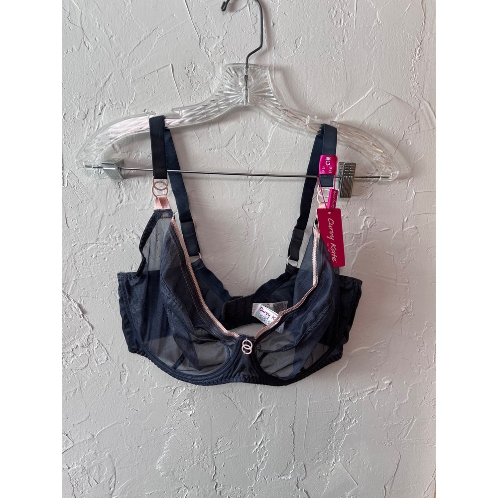 Curvy Kate Lifestyle‎ Plunge Bra 38G US Slate Blush Sheer Mesh NEW